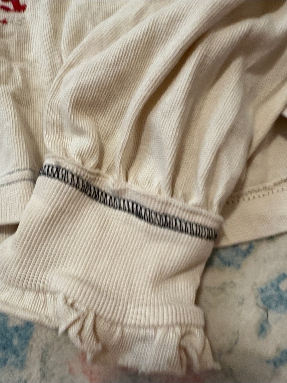 Pilcro Après Long-Sleeve Ruffled Cotton Tee . From anthropology. Size Med. - Picture 3 of 8
